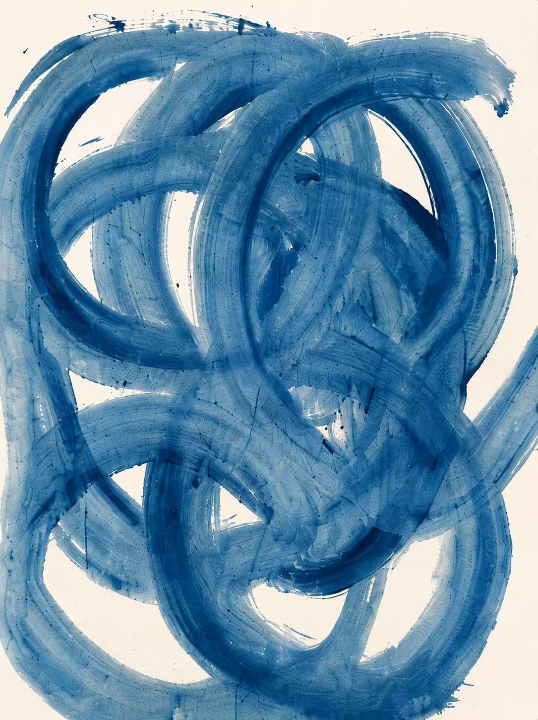 Blue Loops I, peinture abstraite bleue